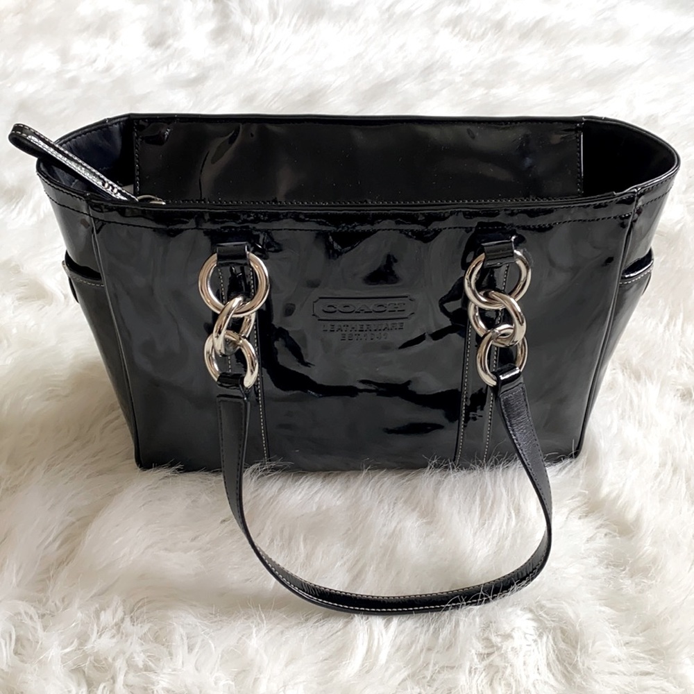 Coach Black Patent Leather Tote